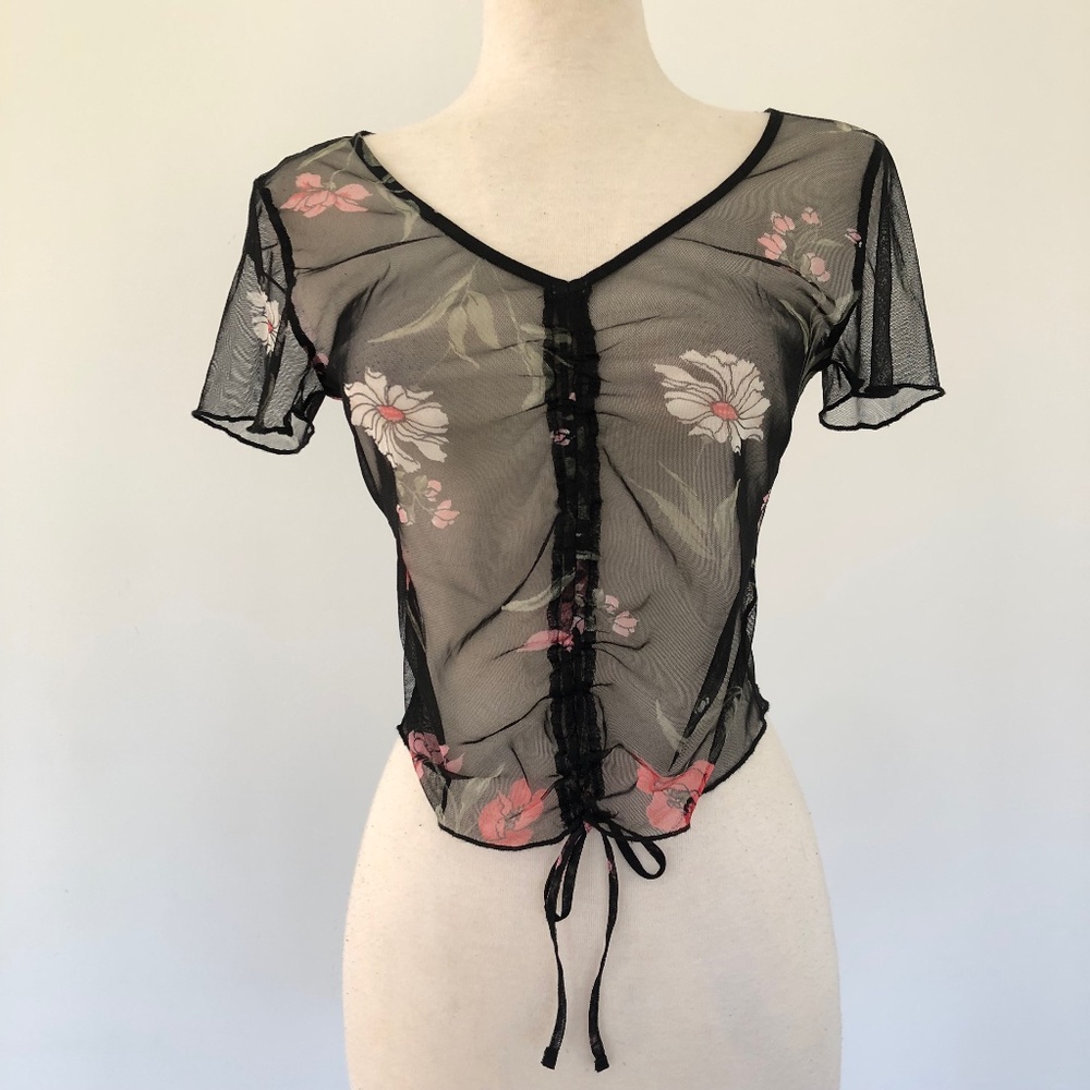 Vintage mesh short sleeve top